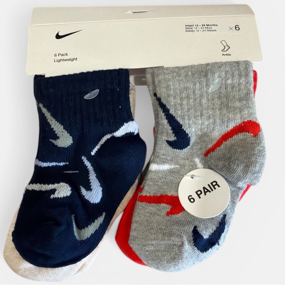 Nike Baby Ankle Socks 6 Pack 12–24 Months Lightweight Logo Socks
